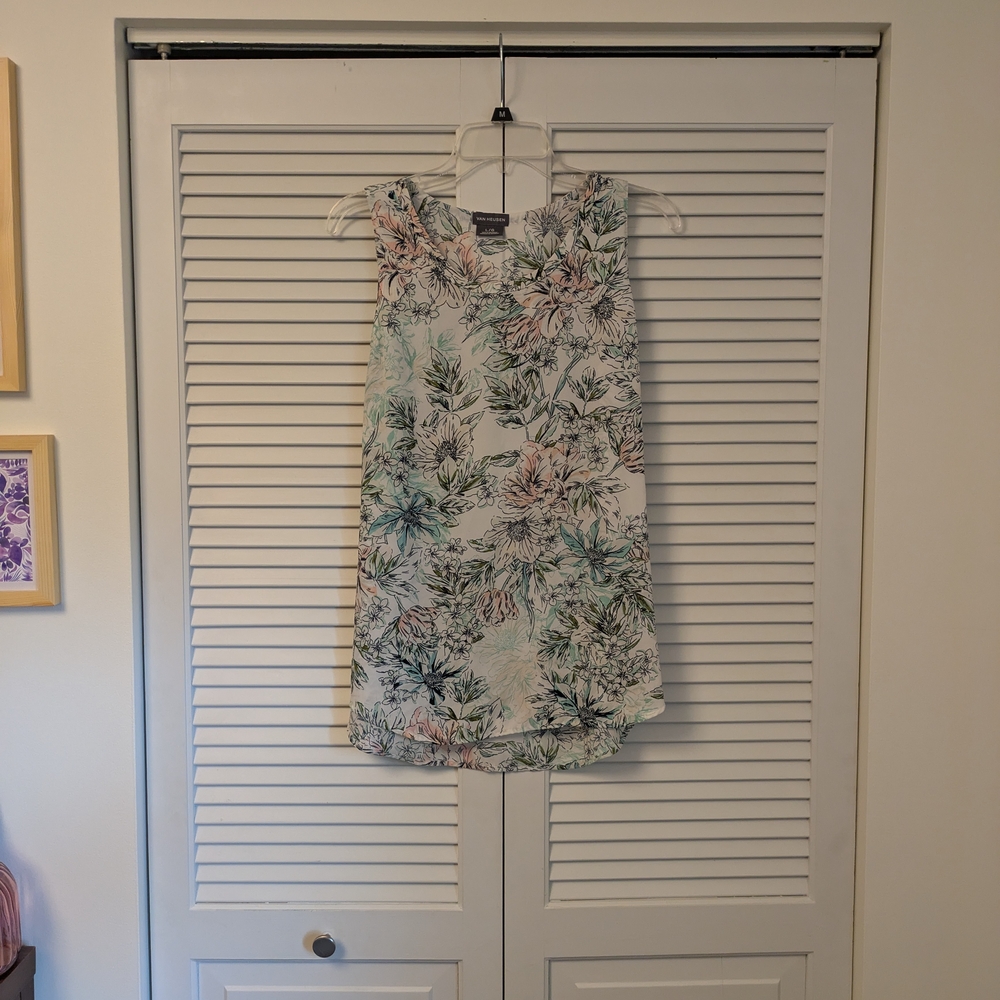 Van Heusen White and Green Sleeveless Tank Top